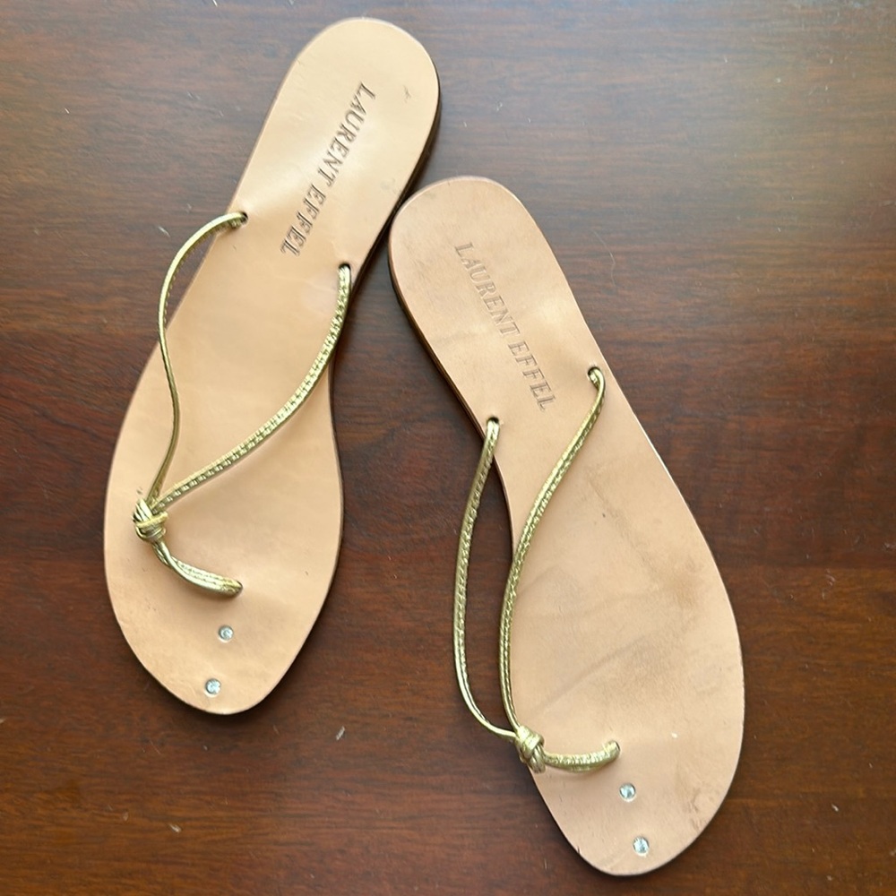 Laurent Effel Thong Sandal with Crystal Stud detail, size 39